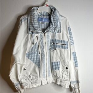 Vintage 80s East West Blue & White Jacket Size L – Rare Find!